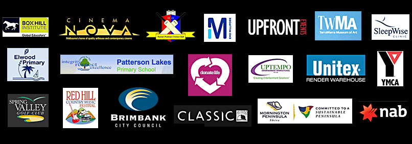 the sound guys clients, Box Hill Institute, Cinema Nova, Upfront Events, donate life, YMCA, Red Hill Country Music Festival, Brimbank City Council, NAB